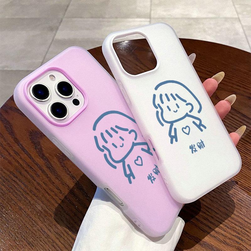 Patterned Matte Frosted Skin Feel Casing PC+TPU 2in1 Cute Girl Printed Protective Cover Soft Back Case