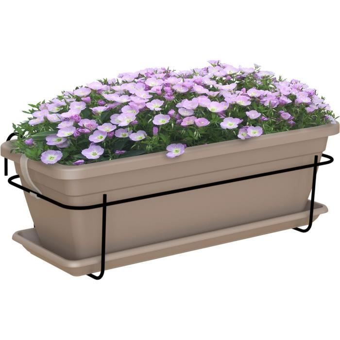 ARTEVASI Kit balcon Jardinière VENEZIA - 50cm taupe - 50 x 19,5 x h16,3 cm - 1,16L