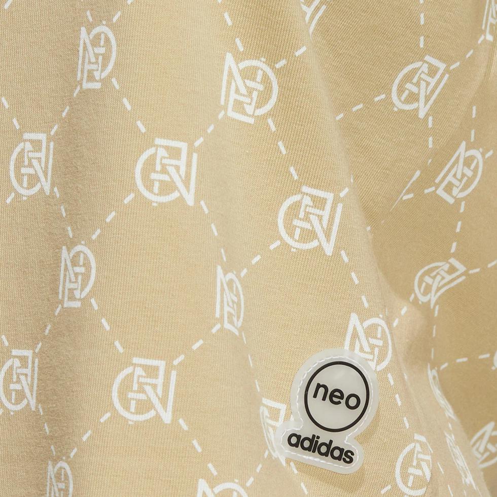 Adidas Neo Pattern Printed Round Neck Casual Sports T-Shirt Women Tops Grassland-Brown IB5850