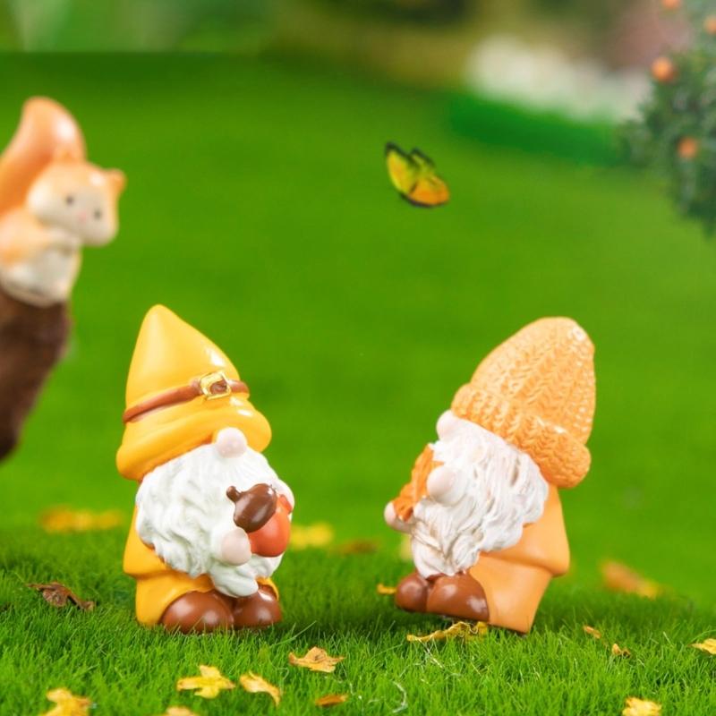 Set Of 3 Resin Leaf Miniatures Gnomes Ideal for Indoor and Outdoor Use Adds Unique Charm to Any Home or Garden Setting