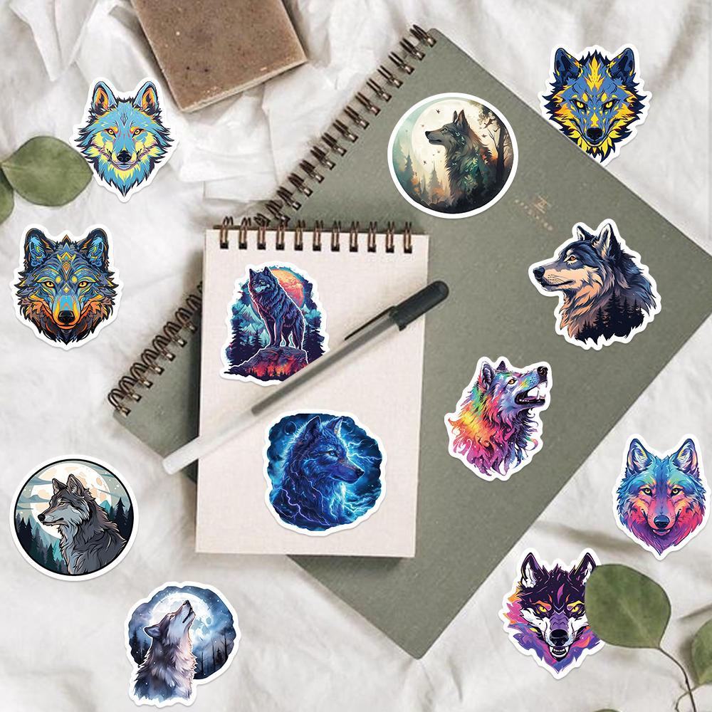 50PCS New Trendy Cartoon Wolf Graffiti Sticker Helmet Cup Car DIY Waterproof PVC  Reward Sticker Cartoon DIY Decal