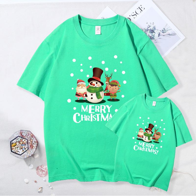 New Year Stylish Parent-Child Matching Outfit Set: Short Sleeve Family T-shirt for Christmas Photos - Includes Mother-Daughter Options