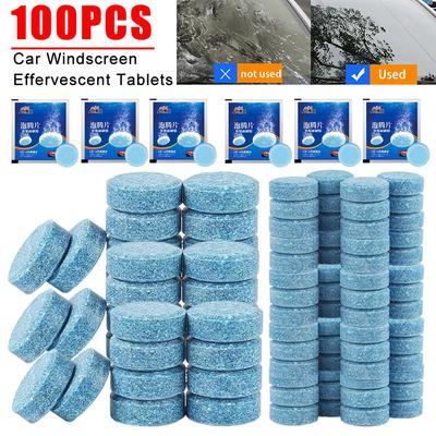 2/100PCS Car Windscreen Cleaner Effervescent Tablet Solid Cleaner Auto Wiper Glass Solid Cleaning Concentrated Tablets