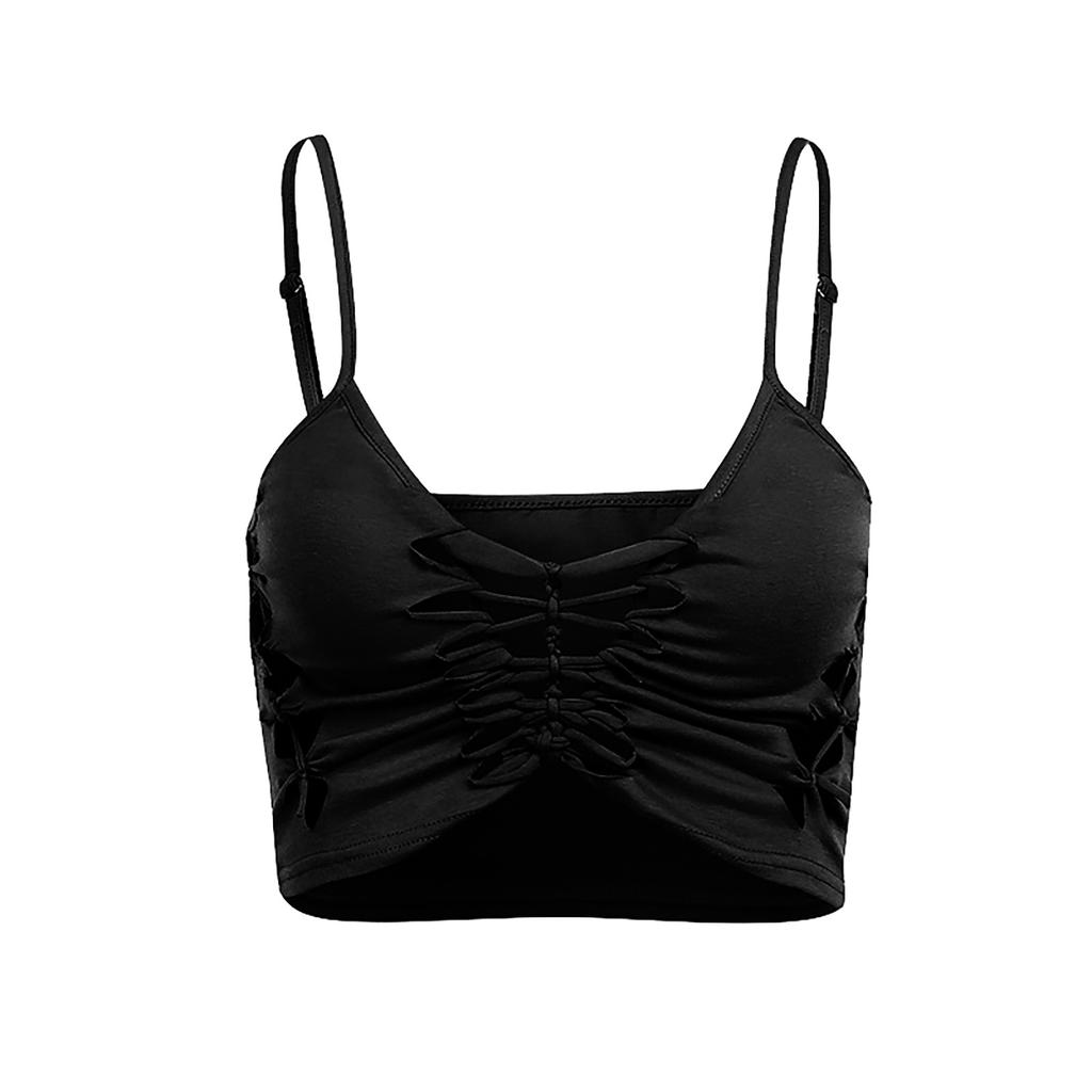 Camisole sexy à bretelles et col en V profond pour femme