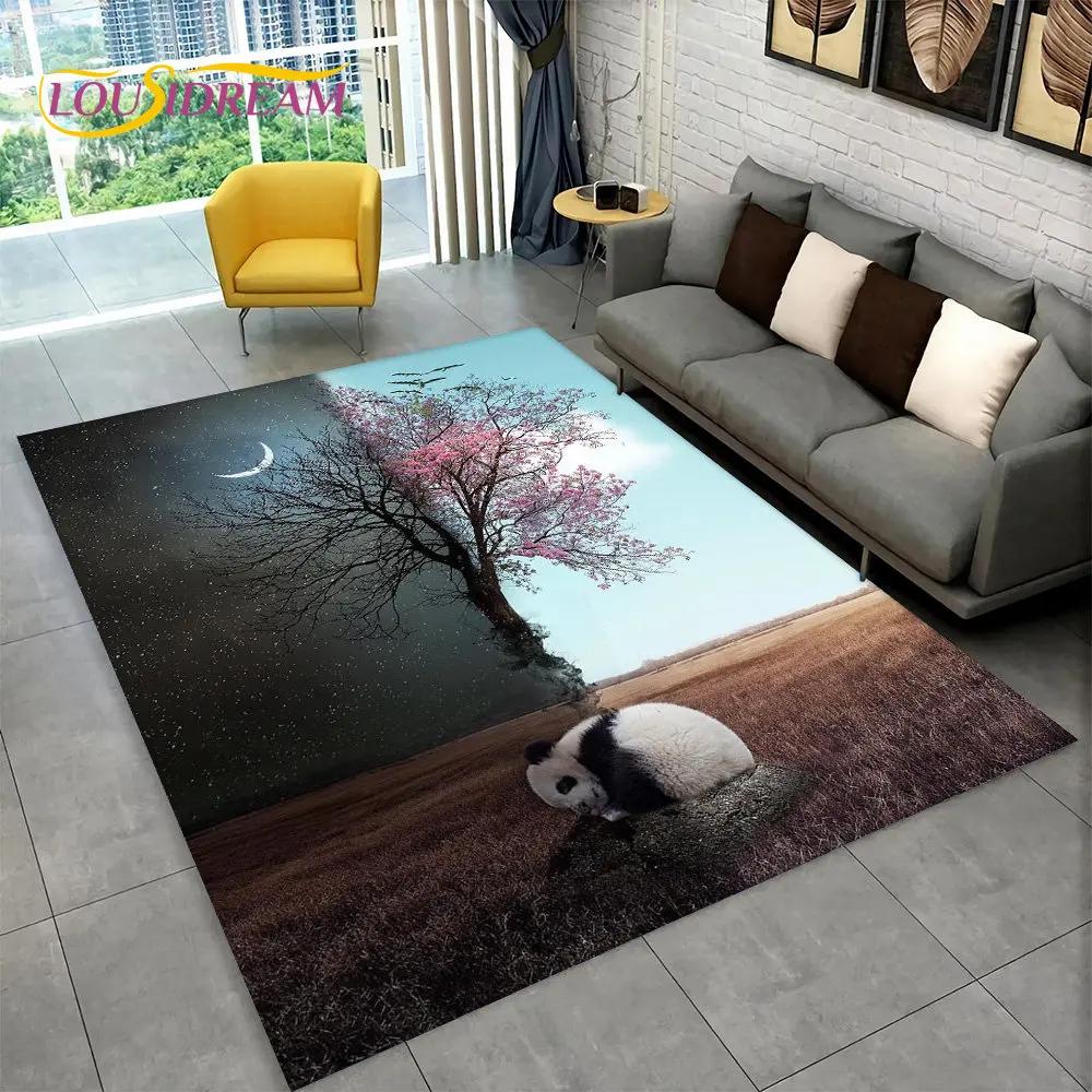 Dywan z motywem zwierząt z kreskówek Panda, dywanik do salonu, sypialni dziecięcej, sofy, wycieraczki, kuchni, antypoślizgowa mata podłogowa