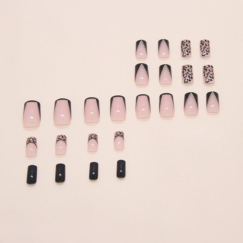 Dark leopard print fine flash oblique sweet cool wearing armor 24 pieces press on nails
