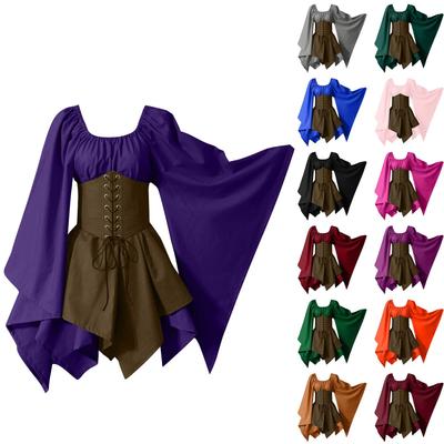 Abito Vintage a Maniche Lunghe da Donna Moda Cosplay Festa Sera Notte Abito Formale