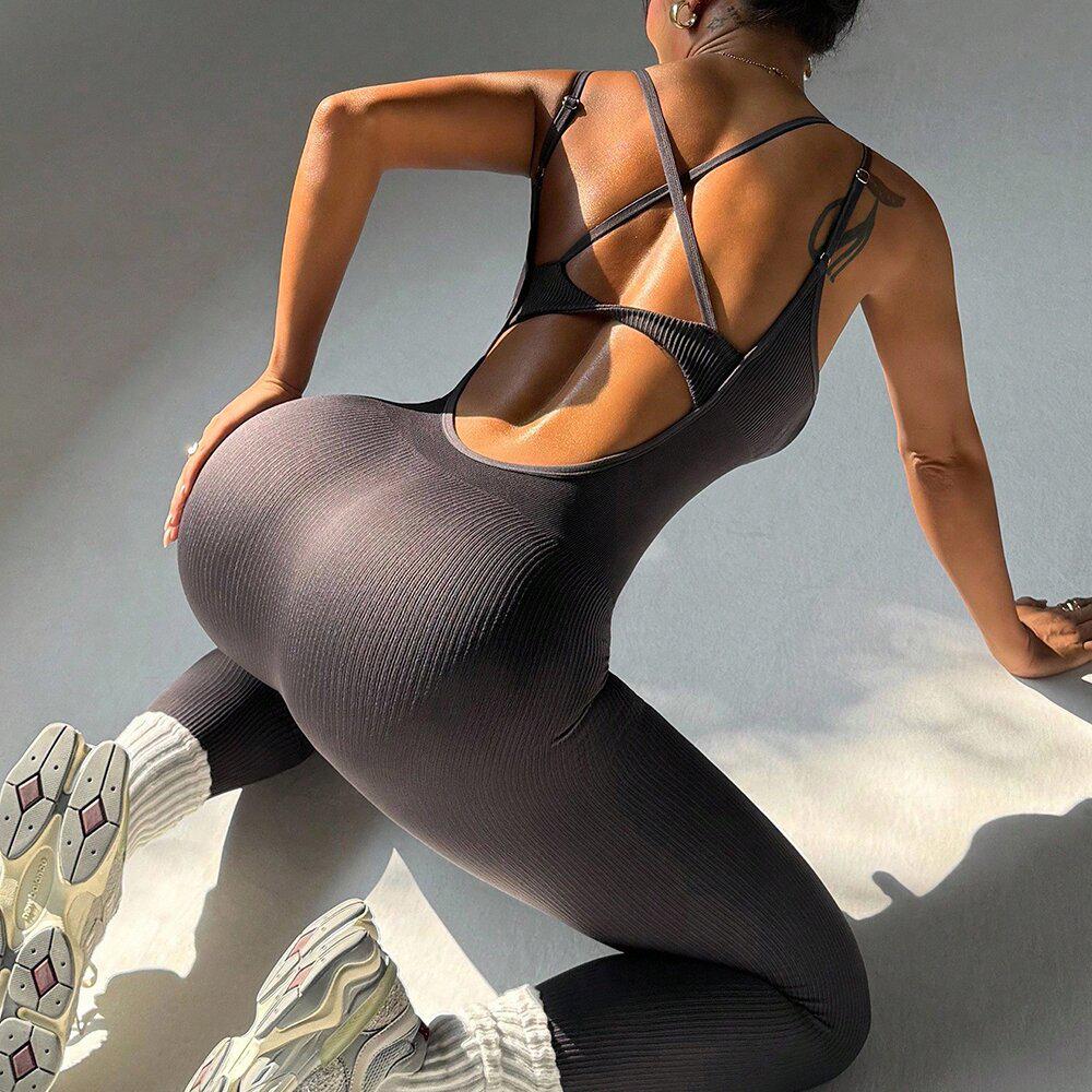 Stilvoller Europäischer & Amerikanischer Body Shaping Yoga-Bodysuit - Schlankmachend, Po-Hebend, Enganliegend für Laufen & Fitness