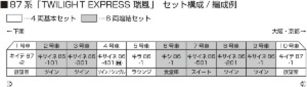 PRE-ORDER KATO N Scale 87 Series TWILIGHT EXPRESS MIZUKAZE 4-Car Set