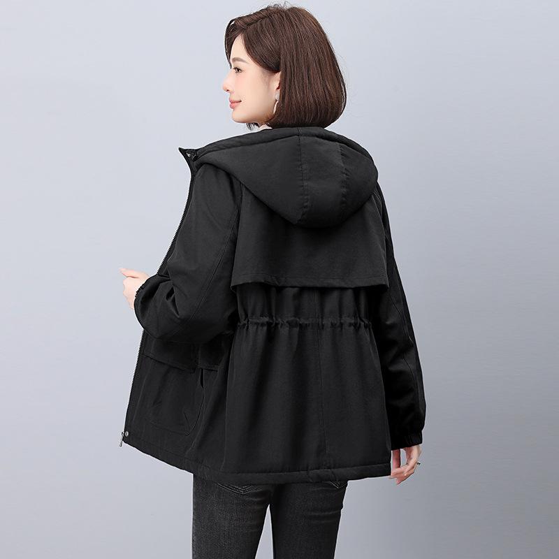 Plus Size Women's Korean Style Parka: 2024 Winter Fleece-Lined, Loose, Slimming Cotton Coat for Moms