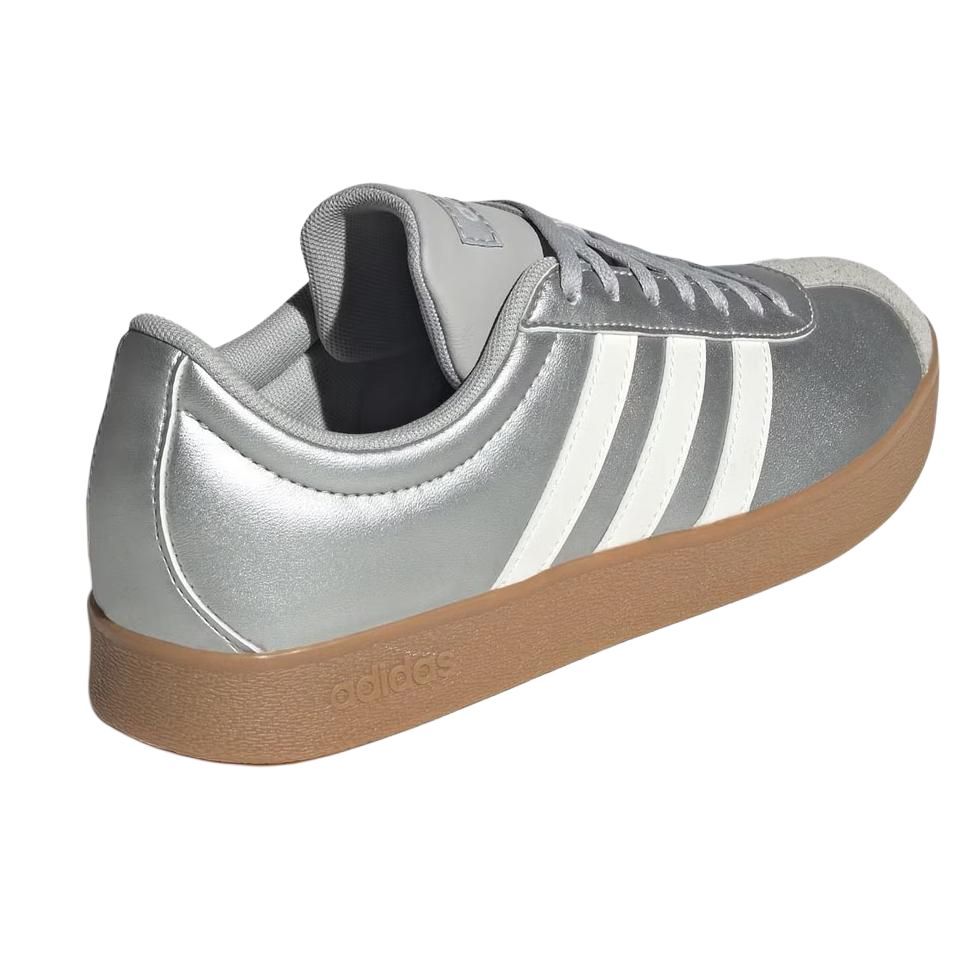 Adidas VL Court Base Fashion Comfortable Durable Low-Top Skate Shoes Women Sneakers Silver Gray White JQ3048