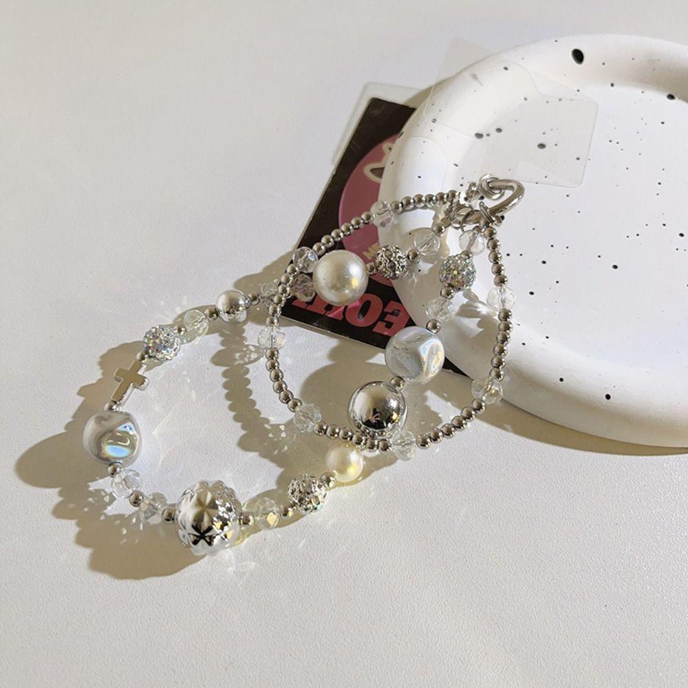 Hanging Cord Y2K Phone Chain Pearl Bead Cellphone Strap Fashion Mobile Phone Lanyard  Jewelry Gift