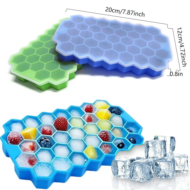 37 Grids Silicone Ice Tray Mold Lids Honeycomb Ice Cube Mold Reusable Food-Grade BPA-free DIY Ice Maker Mold for Whiskey Beers