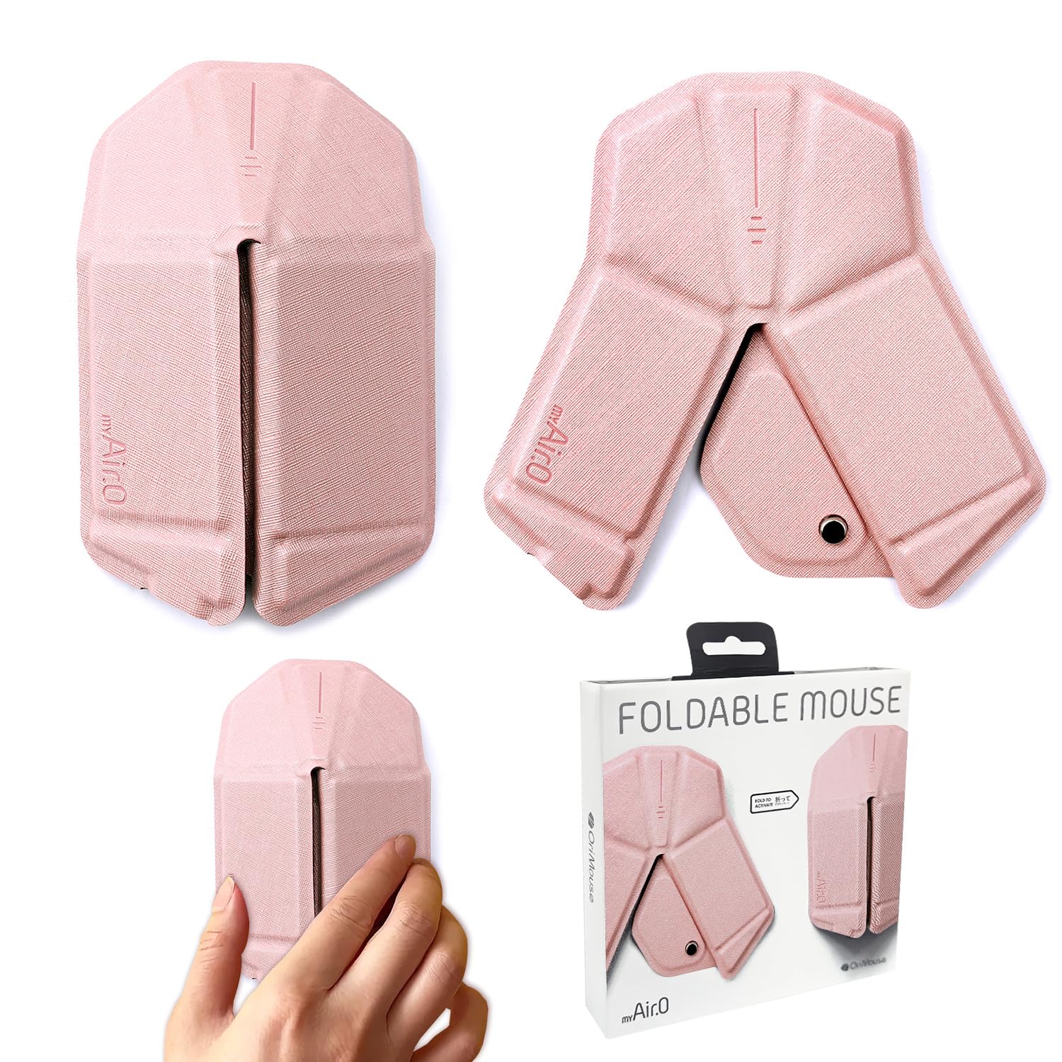 

OriMouse Portable Wireless Mouse Touch No USB Receiver Bluetooth Pink Shine myAir.0 [3D Origami-sized Scrolling, Ultra-Thin, Lightweight, Required,