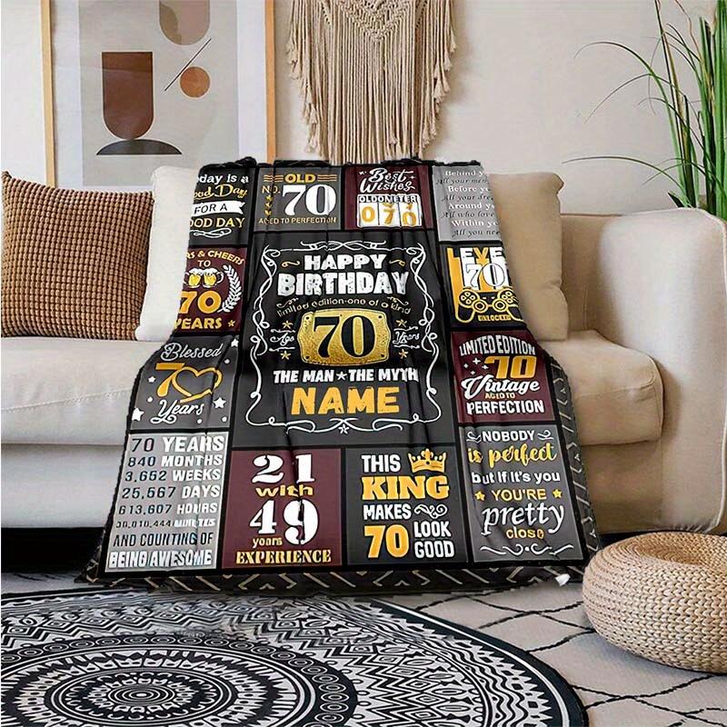 Happy 70Th Birthday Customize Your Name Blanket Warm Comfortable And Soft Blankets Are Suitable For Home Lunch Break Blanket Office Sofa Sofa Gift To
