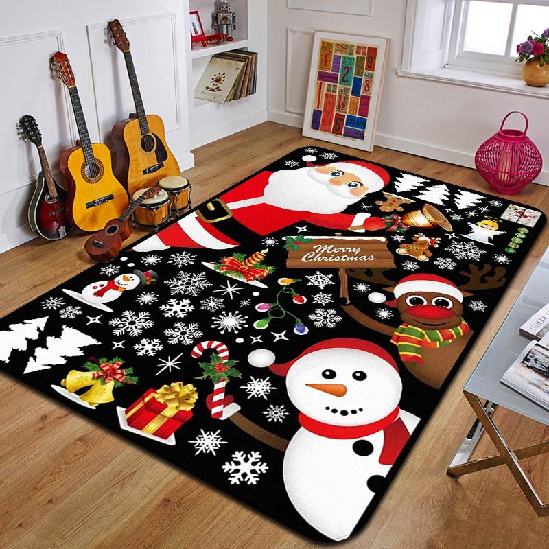 Weihnachtsmann Teppich bedruckte Eingangsfußmatte Wohnzimmer Schlafzimmer Badezimmer rutschfester Teppich Heimdekorative Bodenmatte Neujahrsgeschenk