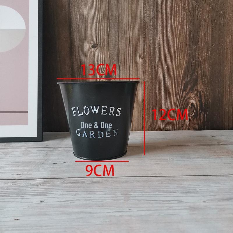 Tin Flower Pot with Hemp Rope Succulent Holder - European Pastoral Wrought Iron Bucket