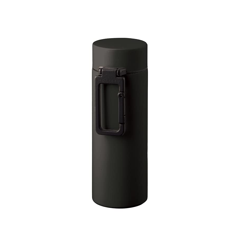

MOTTERU Carabiner Handle Thermos Bottle 250ml (Charcoal Black) Water Bottle for Boys and Girls, Kids, Easy to Clean, Easy to Fill with Ice, Direct