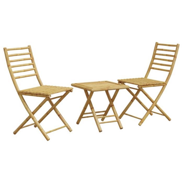 VidaXL 3-piece Bamboo Bistro Set, Garden Bistro Set, Balcony Set, Outdoor Furniture Set 3278524