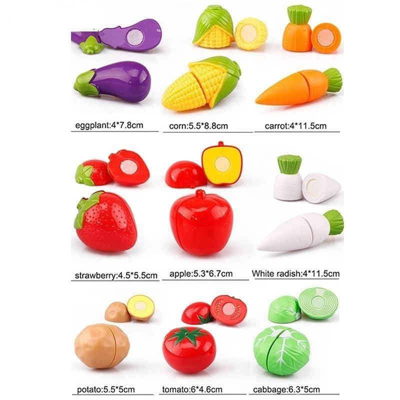 Simulation Foods Set Fruit Vegetable Kids Kitchen Pretend Play Toys For Children Cutting Cooking Food Game Girls Boys Gift