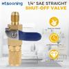 Mtsooning Air Conditioner Ball Valve 1/4" SAE Adapter Straight Refrigerant Valve Replacement for R134a R22 R12 R410a Charging Hoses A/C HVAC