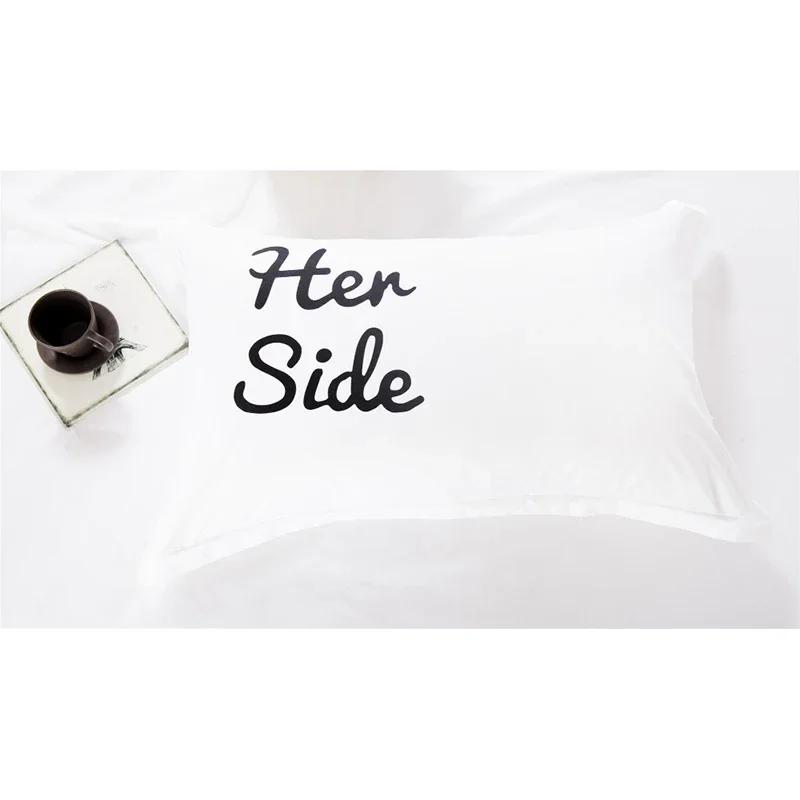 Simple Black White Bedsets Her Side His Side Bedding Sets Queen King Size 3/4pcs Bedding Duvet Cover Set Couples Home Textile