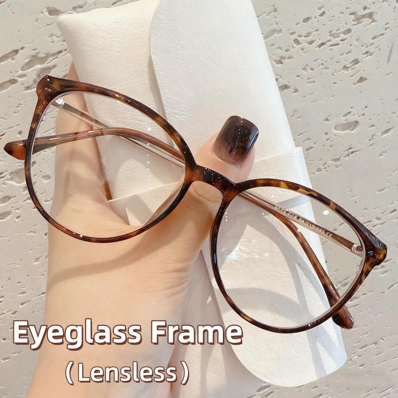 Women's Ultra Light Tortoiseshell Large Frame Circular Eyeglass Frame Men's Fashion Big Face Round Face Plain Glasses Frame