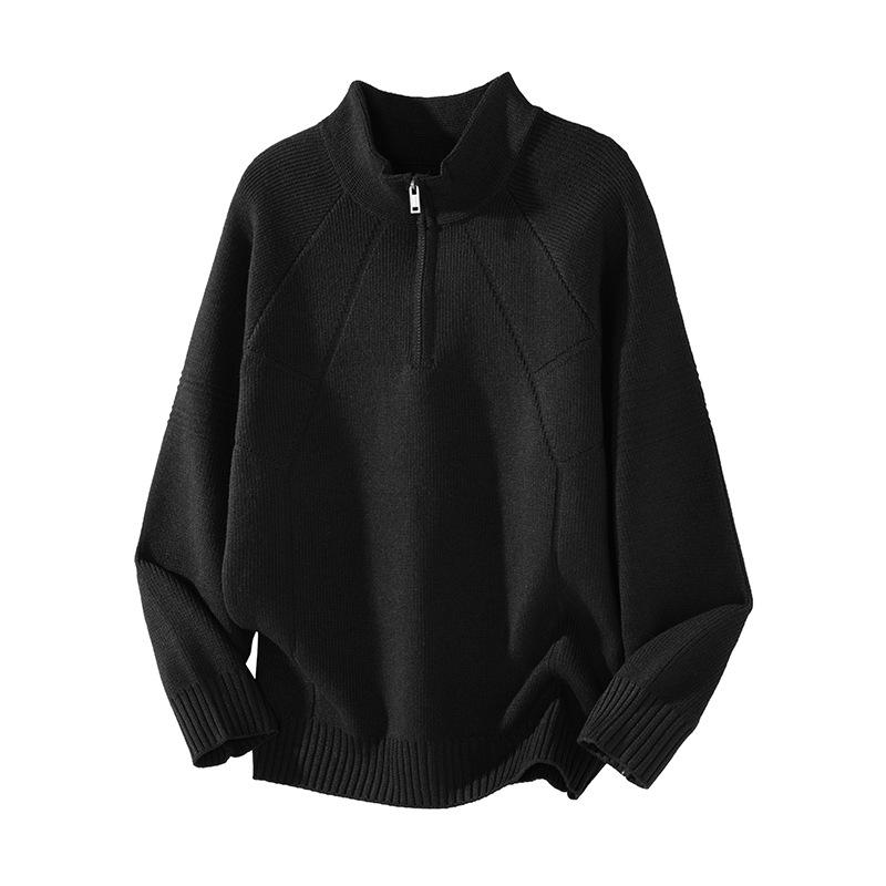 Mu Yuan Men's 2025 Fall/Winter Half-Zip Stand Collar Japanese Casual Knit Sweater