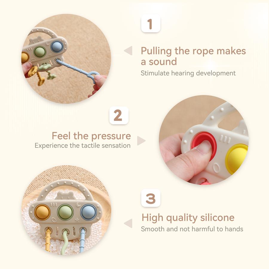 Baby Bpa Free Silicone Teether Toy Montessori Teething Training Infant Pull String Activity Toy For Toddlers Sensory Toys