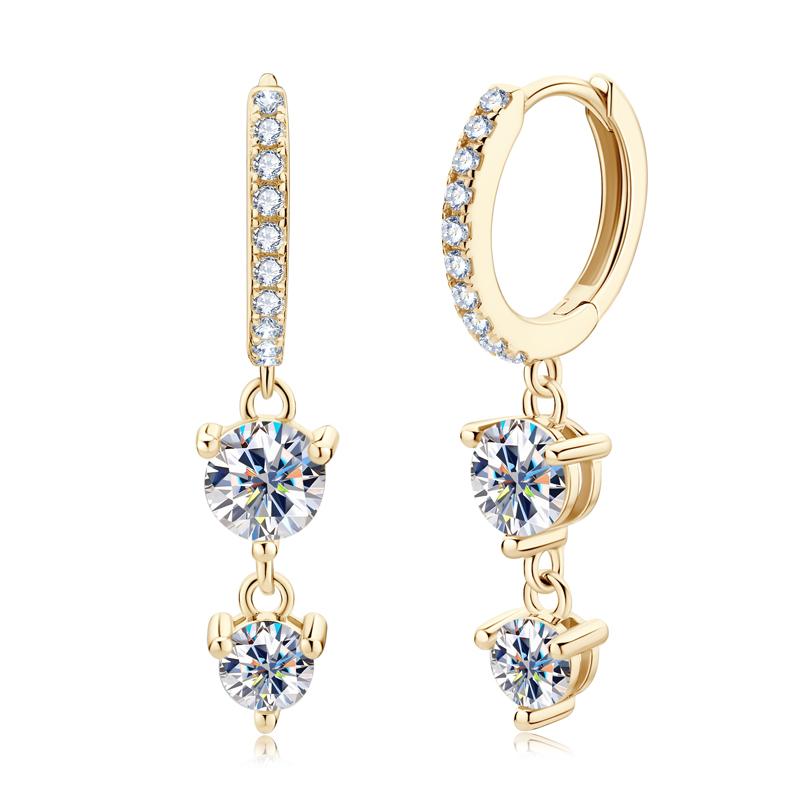 New Cool Woman Lab Grown Diamond Earrings Tassel Hoop Huggie Earrings 925 Sterling Silver Ladies Moissanite Earrings