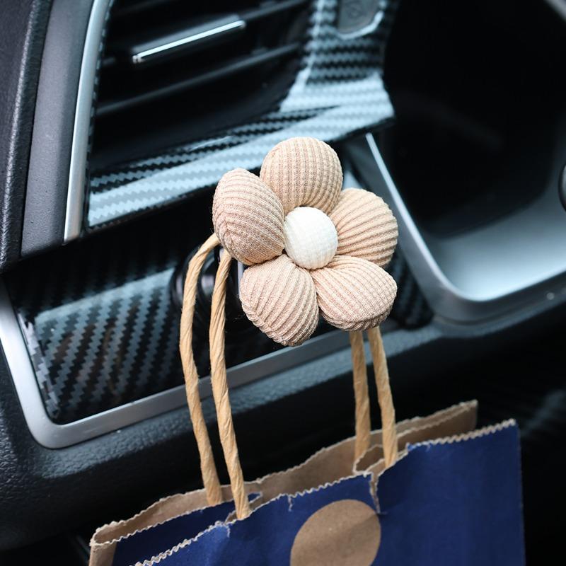 Cute Car Hooks Car Dashboard Center Console Fabric Flower DIY Decoration Accessories Multifunctional Small Self-adhesive Hooks