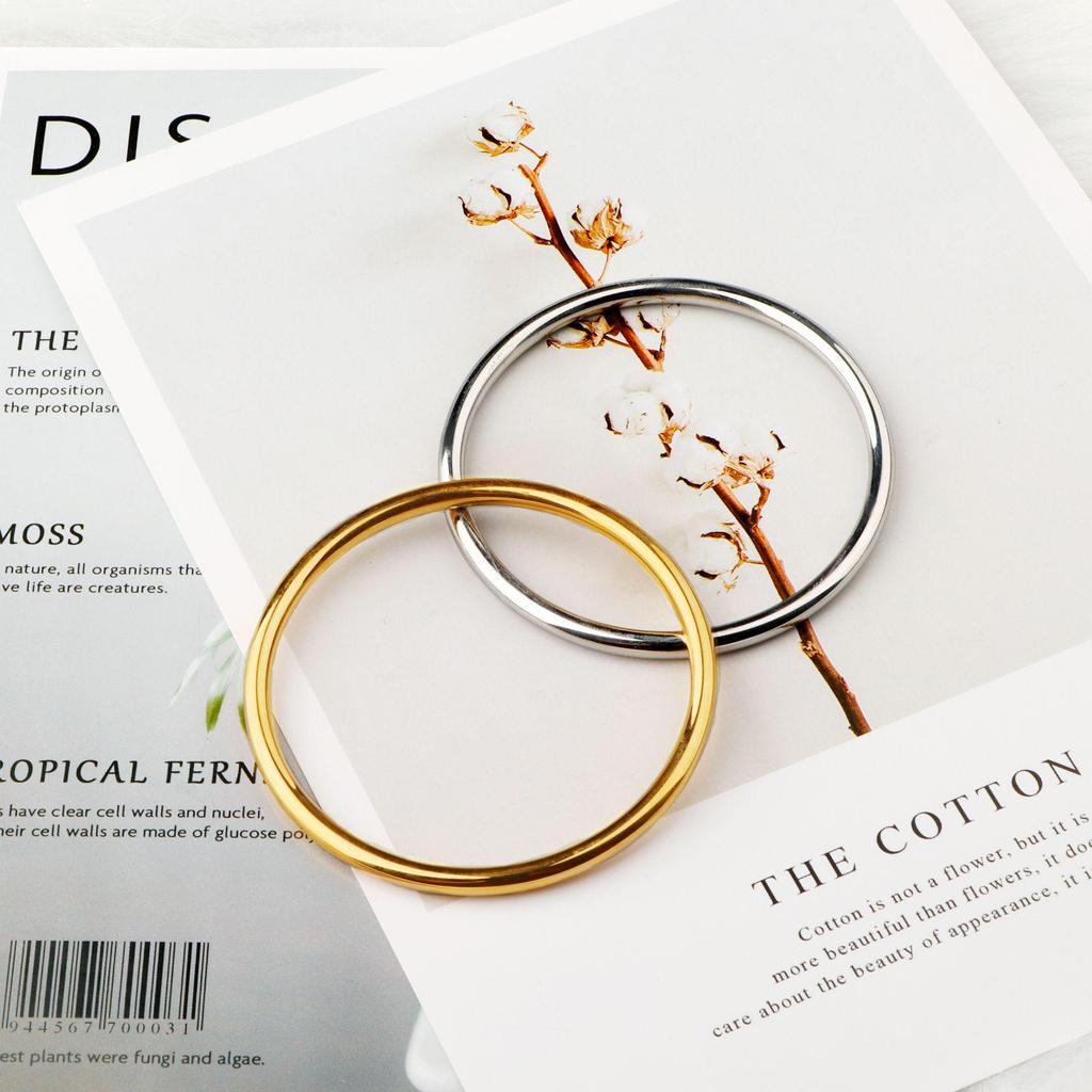 18k Gold Polished 4mm Titanium Steel Women's Bangle Bracelet - Non-fading Jewelry