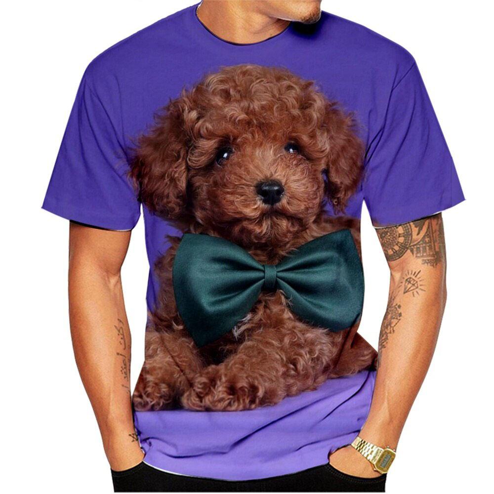 Kawaii Poodle Dog 3D Print Animal T-shirts Men Woman Fashion Streetwear Short Sleeve T Shirt Harajuku Tops Tees Kids Clothing