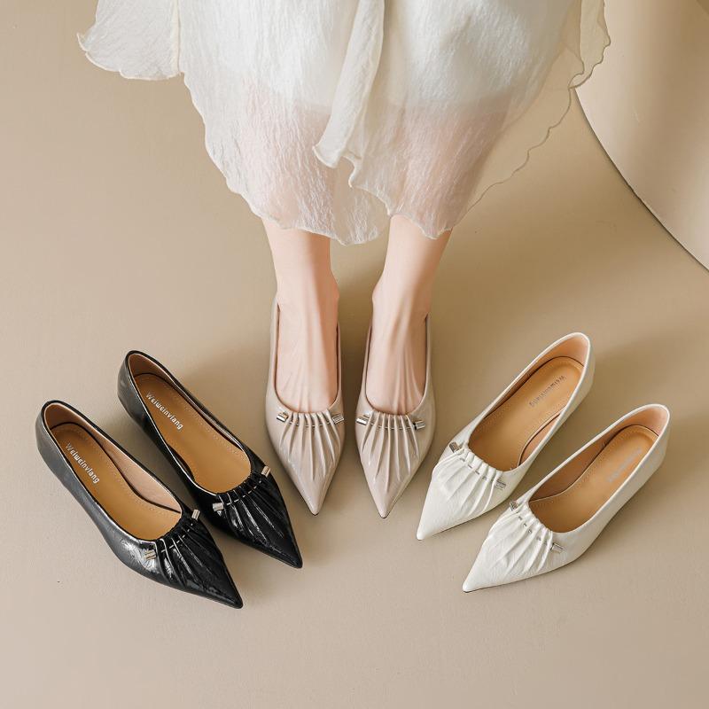 

Pointed-toe Single Shoes Low-heeled Shallow Opening Niche Shoes Elegant Shallow Opening Women s Shoes 35 чорний
