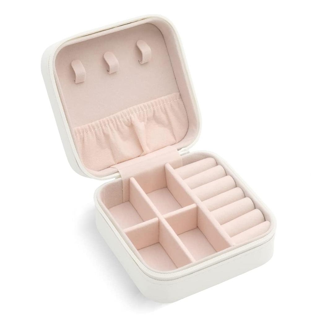 Tragbare Schmuckaufbewahrungsbox Reise-Schmuckorganizer-Etui Lederaufbewahrung Ohrringe Halskette Ring Schmuckdisplay
