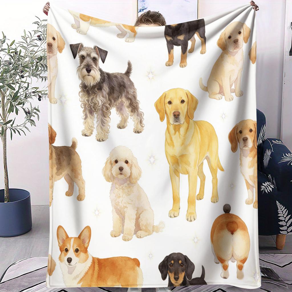 Hot Dog Cute Pet Printed Pattern Blanket Small Cover Blanket Soft And Suitable For All Seasons  Dormitories Bedrooms Sofas Nap