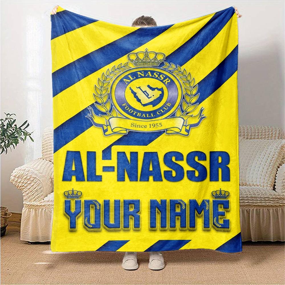 Name Custom Al-Nassr Print Flannel Blanket High Quality Warm Comfortable Cover for All Seasons Perfect for Gifts Home Decor