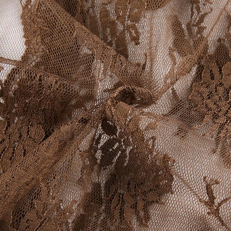 Bluză din dantelă din plasă pentru femei de vară cu mânecă lungă în perspectivă subțire Top guler în V Cardigane din dantelă Cămașă Crop tops