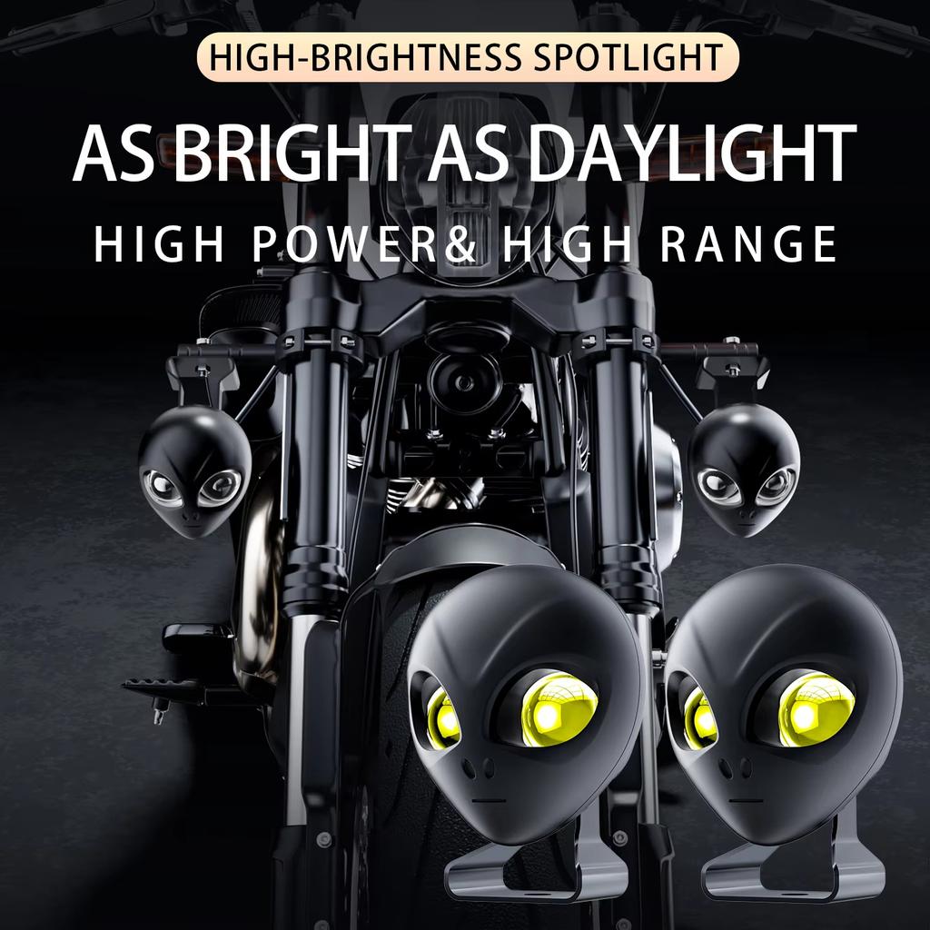 Motorcycle Headlight LED Super Bright Driving Lights Waterproof Auxiliary Headlight   External Spotlight Fog Novel Alien Light
