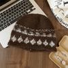 Windproof Pullover Hat Thickened Foldover Beanie Hat Fashion Jacquard Knitted Hat
