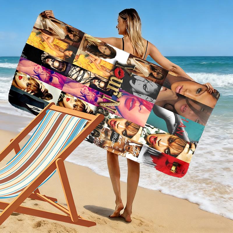 Name Custom Rihanna Savage Print Beach Towel, Large Soft Quick Dry Towel for Beach Camping Swimming
