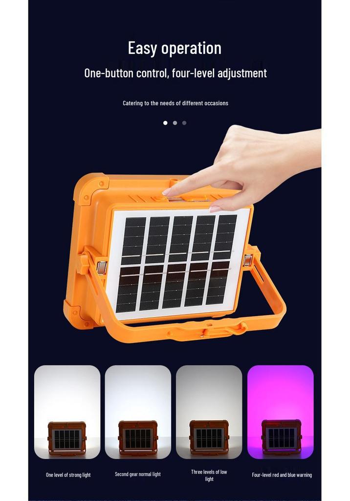 Rongshen Solar Floodlight & Camping Handheld Lamp for Outdoor Emergency