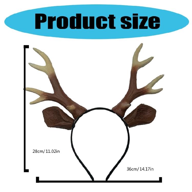 Animal Deer Ears Headband Realistic Deer Antler Hairband Cosplay Deer Costume for Halloween Reindeer Antlers Headband
