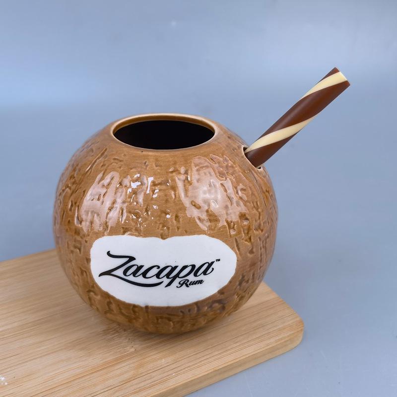 Strictly Selected Ceramic Coconut Cup Fruit Shape Coffee Cup Coconut Shell Tiki Totem Cup Relief Coconut Juice Cup Mug