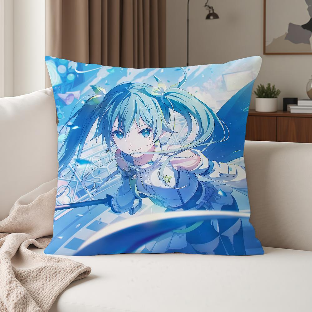 Cute Cartoon Hhatsune Virtual Singer Mmiku Pillow Case Suitable For Bedrooms Living Rooms Cars Home Decoration