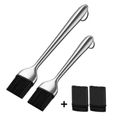 2 Pezzi Pennello da Cucina per Olio Silicone BBQ Cottura Pasticceria Pennello da Forno Set Pennello per Olio per Griglia Barbecue Accessori da Cucina in Acciaio Inossidabile
