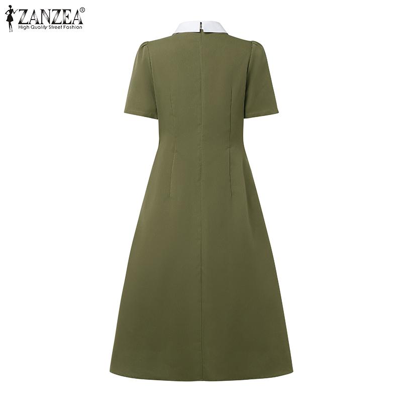 ZANZEA Womens Summer Casual Elegant Short Sleeve Dress