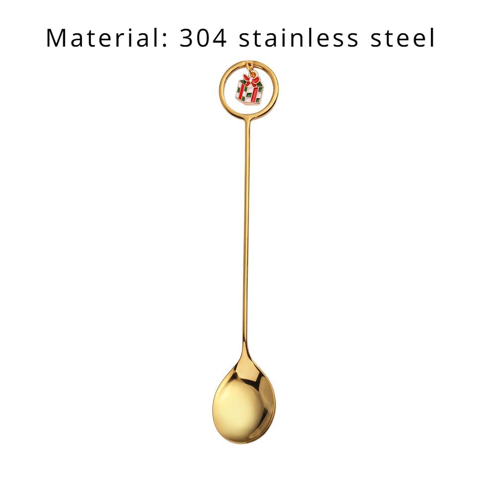 HANYANG Stainless Steel Christmas Dessert Spoon and Fork Gift Set Fruit Fork Father Christmas Coffee Spoon Hotel Household Tableware