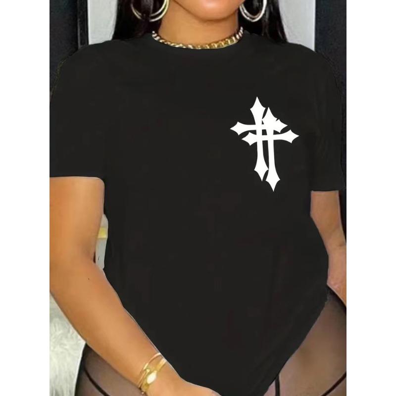 Summer Round Neck Printed Top Fashionable Casual Cute Short Sleeved Women's Pure Cotton T-shirts