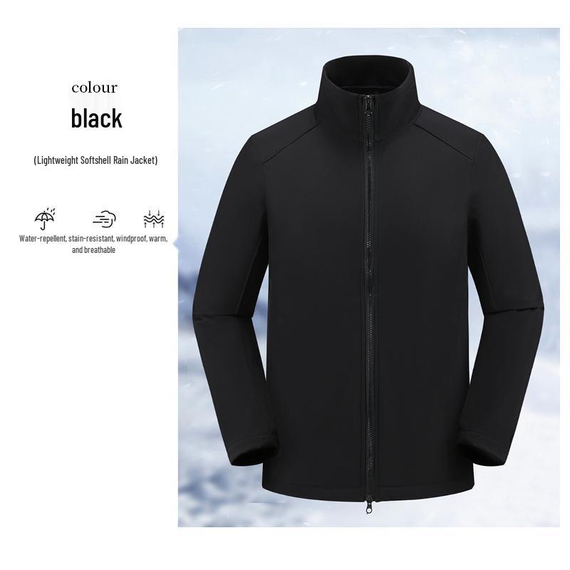Unisex Windproof & Waterproof Softshell Jacket with Stand-up Collar - Custom Logo Embroidery Available